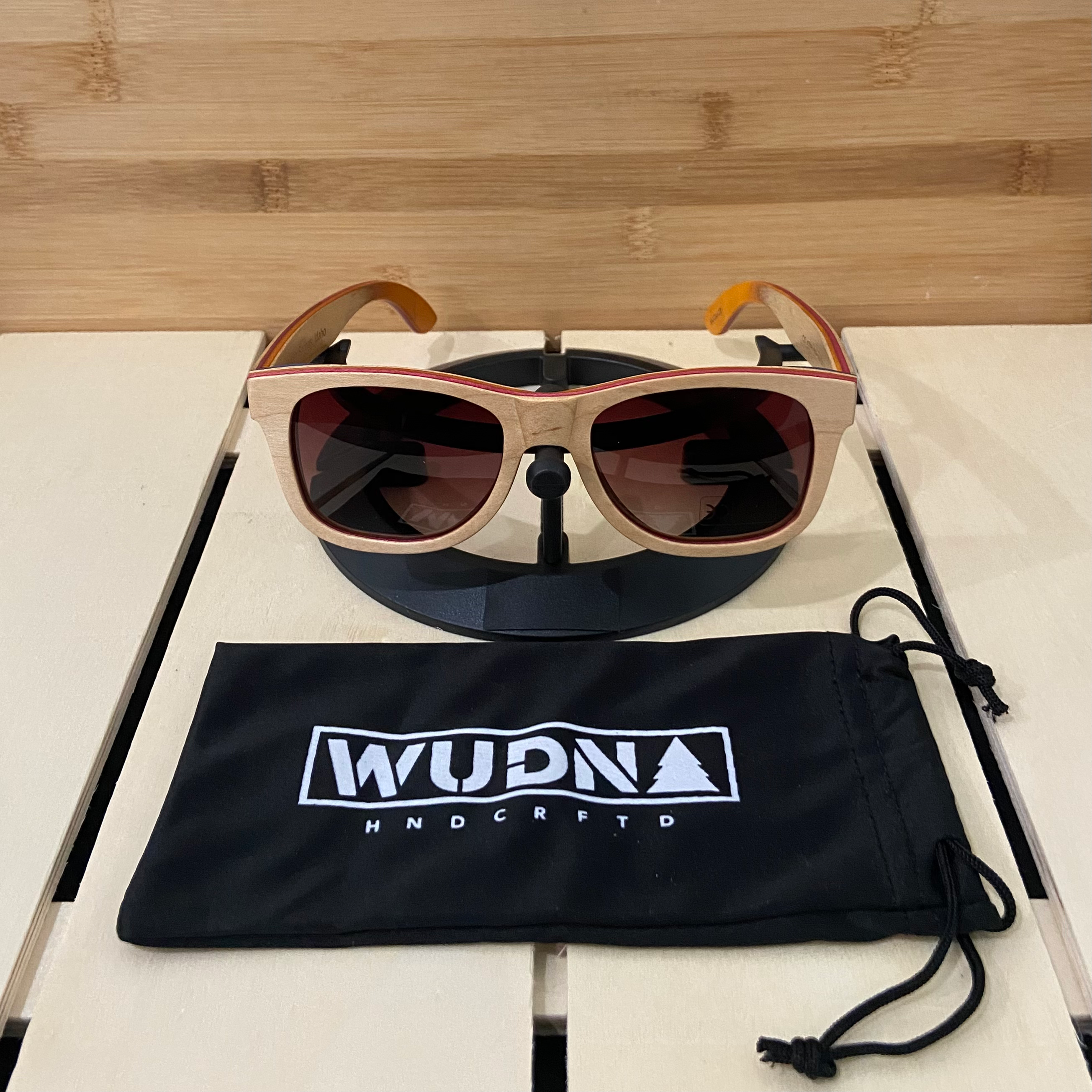 WUDN Sunglasses Recycled Skatedeck Light Brown Frame with Smoked Brown Lens