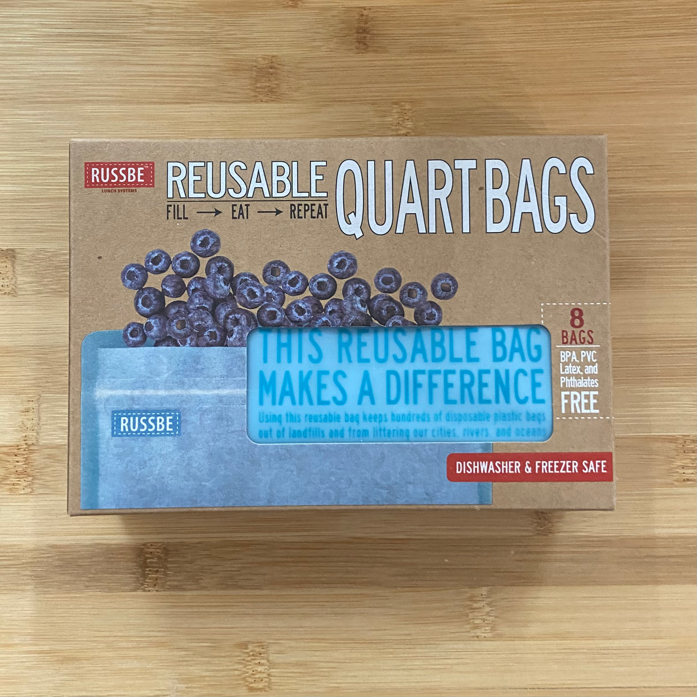 RUSSBEE Reusable Quart Bags 8 Bags