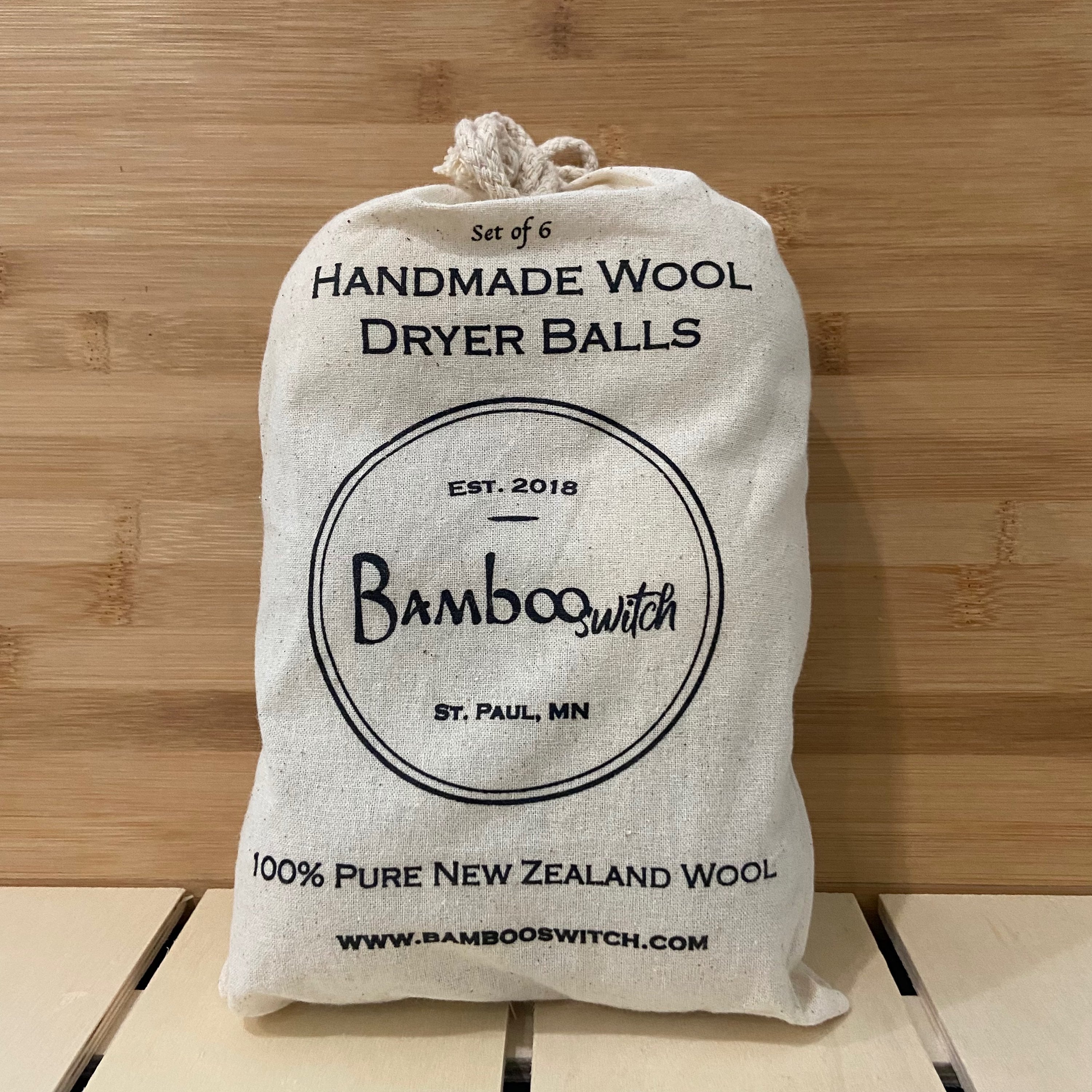 Bamboo Switch Wool Dryer Ball 6 Pieces Per Pack