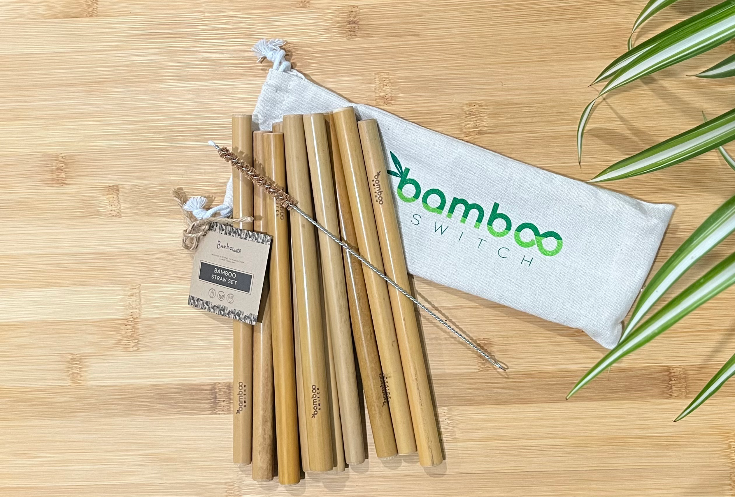 Bamboo Switch Organic Bamboo Straws &amp; Fiber Straw Cleaner